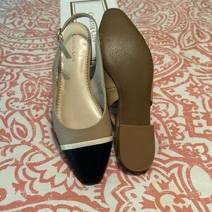 Cap toe sling back flats